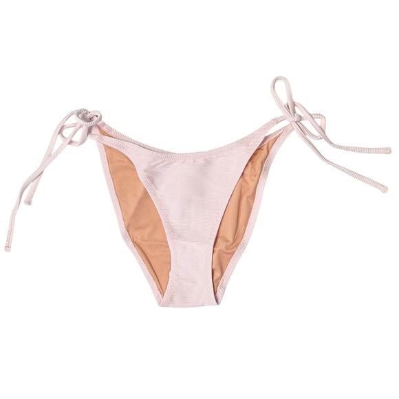 2/$15 NWT J. Crew Ribbed Cheeky String Bikini Bottom Pale Blossom Pink Size S - Picture 2 of 9